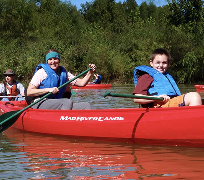 Guests canoeing