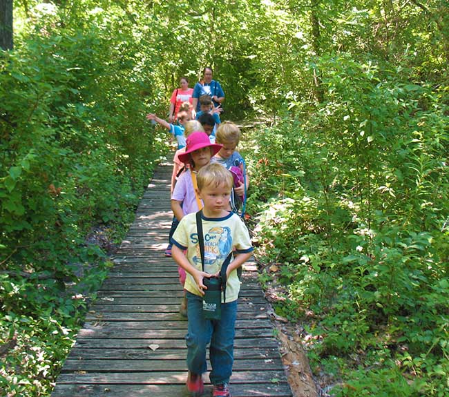 kids walking the Heard during a birthday party