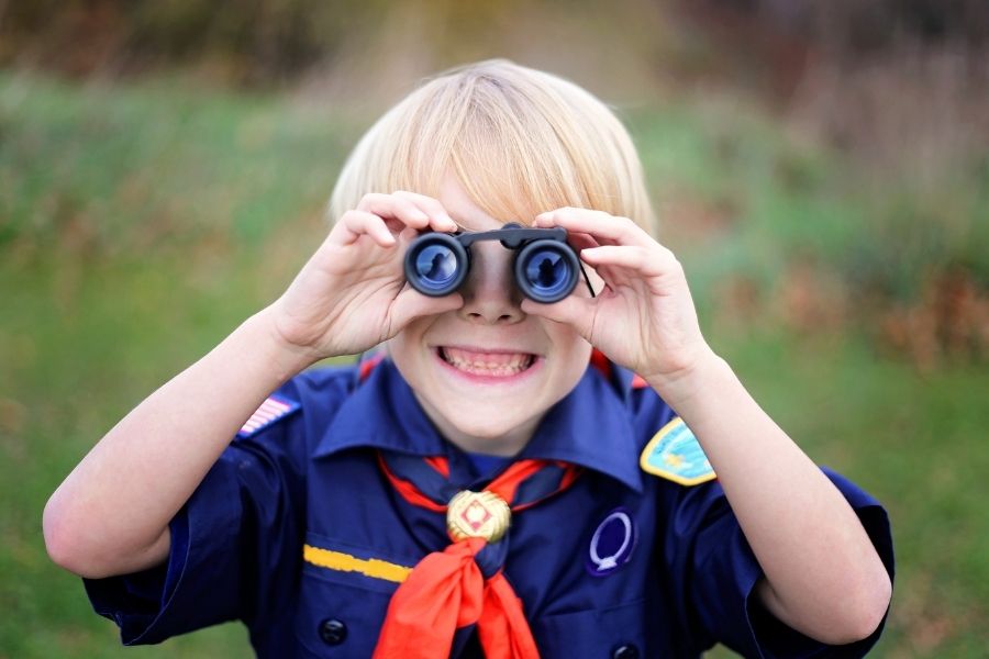 Boy Scout with binoculars